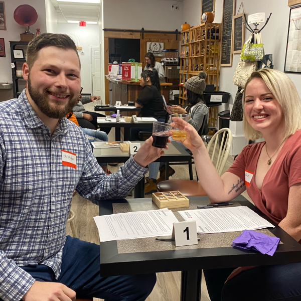 Attendees at a DC speed dating event